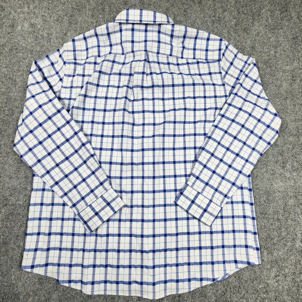 Oxford Mens Luxury Collection Blue White Plaid Button Down Shirt 2XL Long Sleeve - Picture 4 of 4